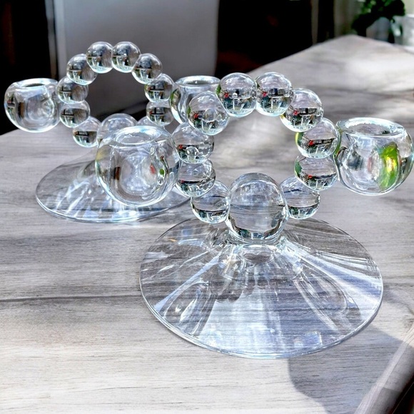 Imperial glass, Set of 2 Candlewick double candle holders, vintage/antique - Picture 1 of 3